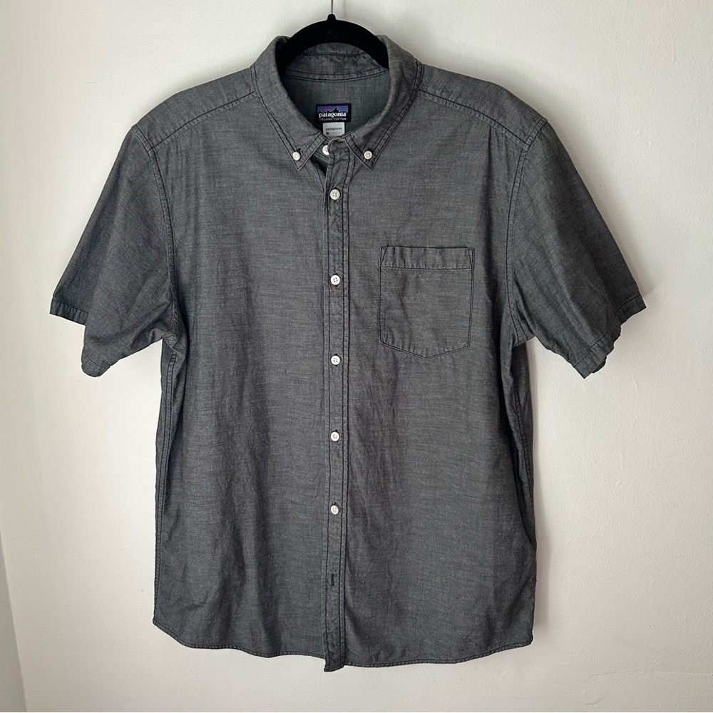 Patagonia Grey Bluffside Short Sleeve Button Down Organic Cotton - Large